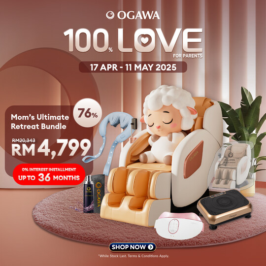 [OGAWA Mom's Ultimate Retreat Bundle ] RetreaX Massage Chair + BellaX +  Vibrofit + Izen + Massage Chair Cover + 3in1  Leather Kit